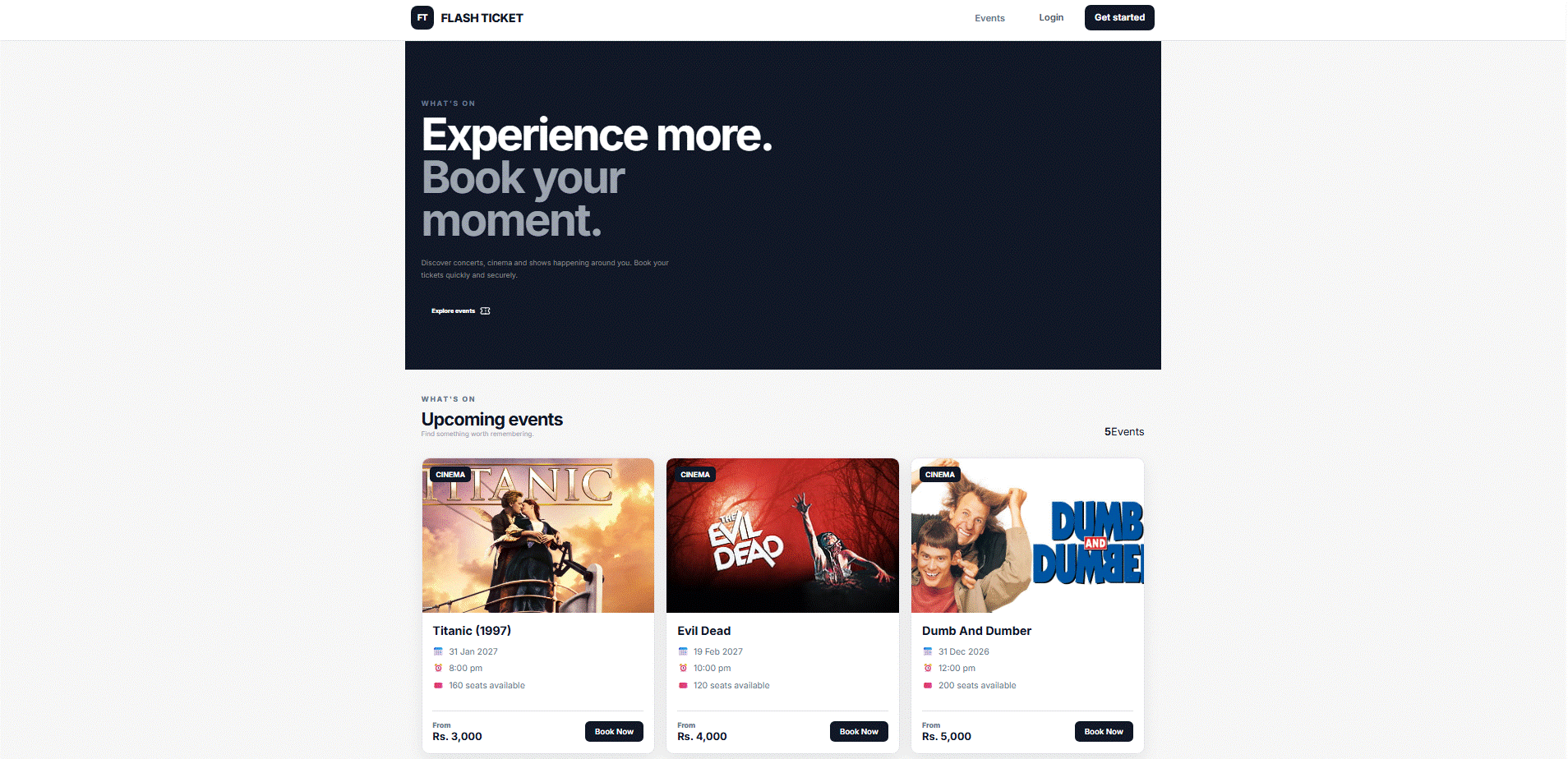 Flash Ticket System website
